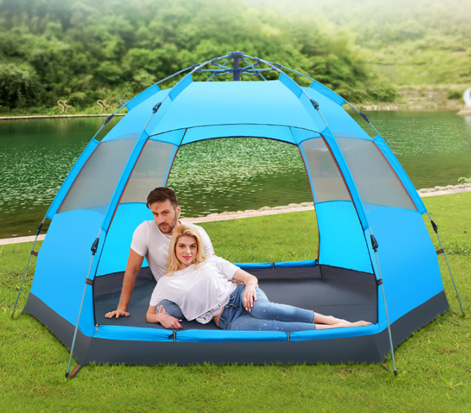 Hexagonal Tent Outdoor Full-automatic Hydraulic Double-layer Rainproof Tent - Premium 0 from AdventureParent - Just $176.04! Shop now at AdventureParent