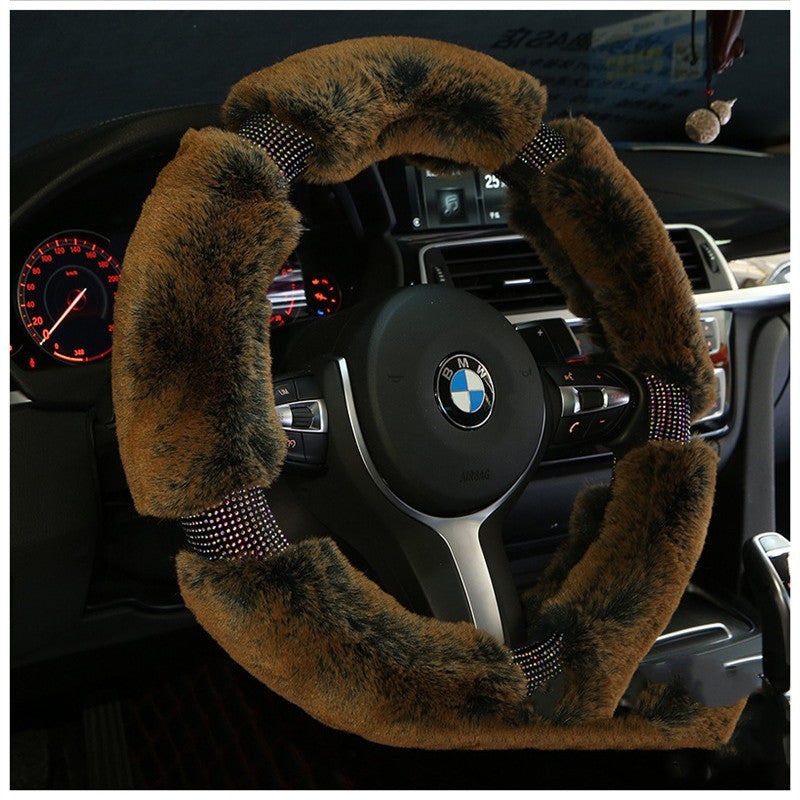 Car Steering Wheel Cover Winter Plush Steering Wheel Cover Korea Diamond Fashion Cute Handle Cover Car Accessories - Premium 0 from AdventureParent - Just $30.85! Shop now at AdventureParent