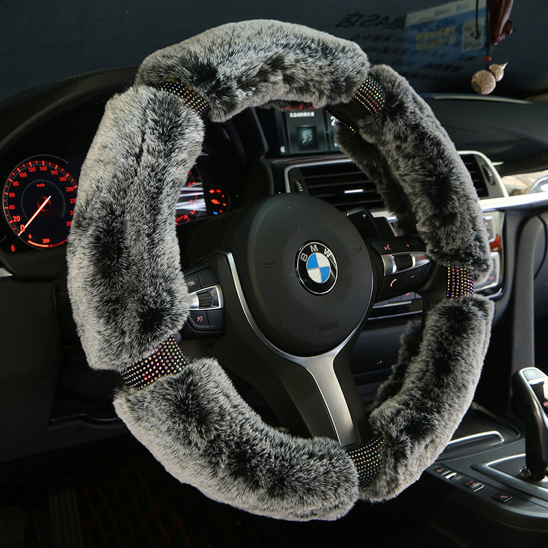 Car Steering Wheel Cover Winter Plush Steering Wheel Cover Korea Diamond Fashion Cute Handle Cover Car Accessories - Premium 0 from AdventureParent - Just $30.85! Shop now at AdventureParent