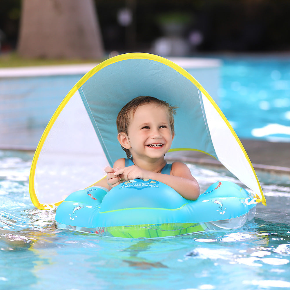 Baby Swimming Float With Canopy Inflatable Infant Floating Ring Kids Swim Pool Accessories Circle Bathing Summer Toys - Premium watersports from My Store - Just $43.04! Shop now at AdventureParent