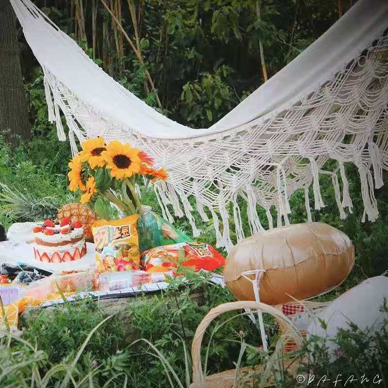 Double Hammock Nordic Bohemian Tassel Hammock Beach Outdoor - Premium 0 from AdventureParent - Just $71.77! Shop now at AdventureParent