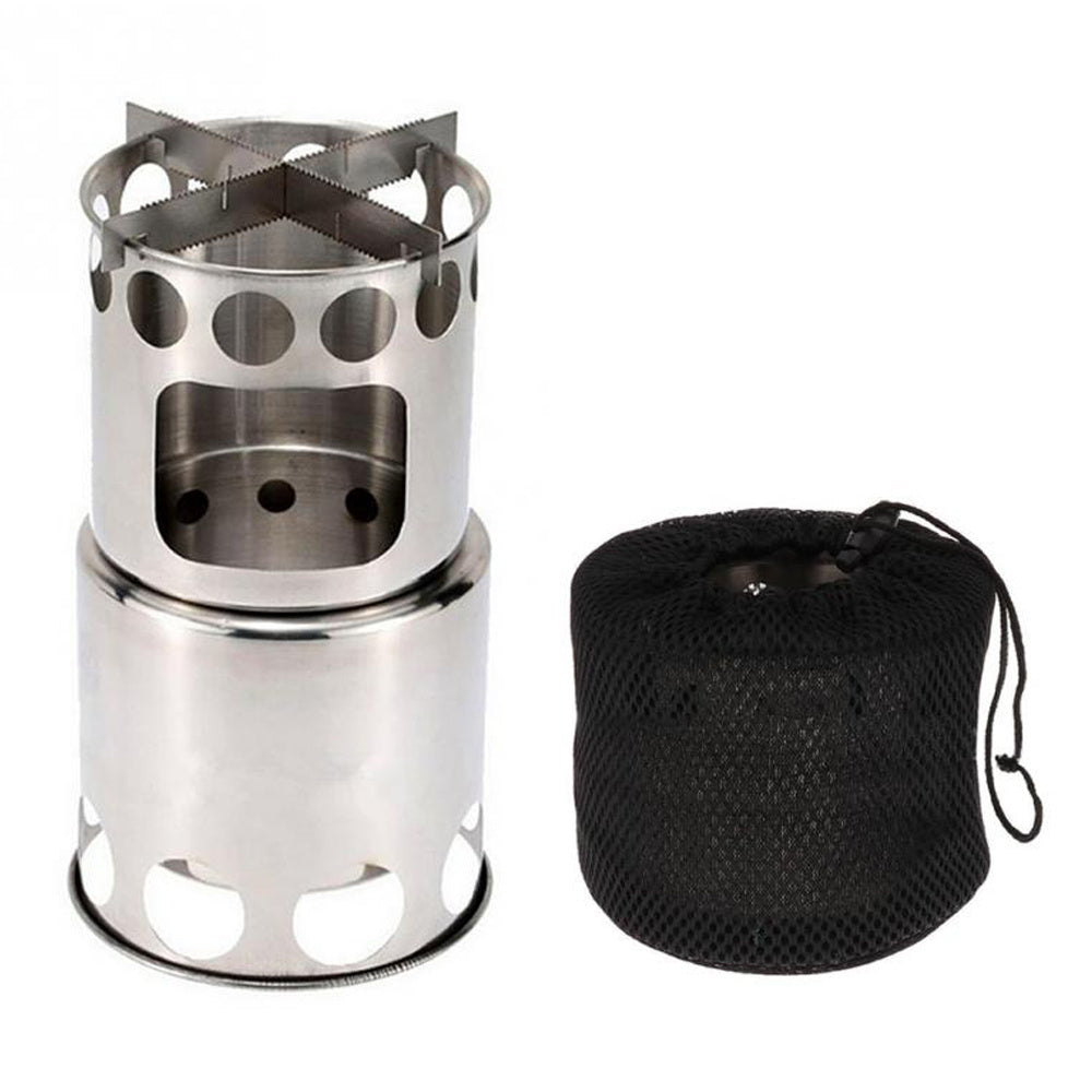 Portable Camping Stove Combo Wood Burning Stainless Steel Stove And Cooking Pot Set For Outdoor Backpacking Fishing Hiking - Premium 0 from AdventureParent - Just $24.17! Shop now at AdventureParent