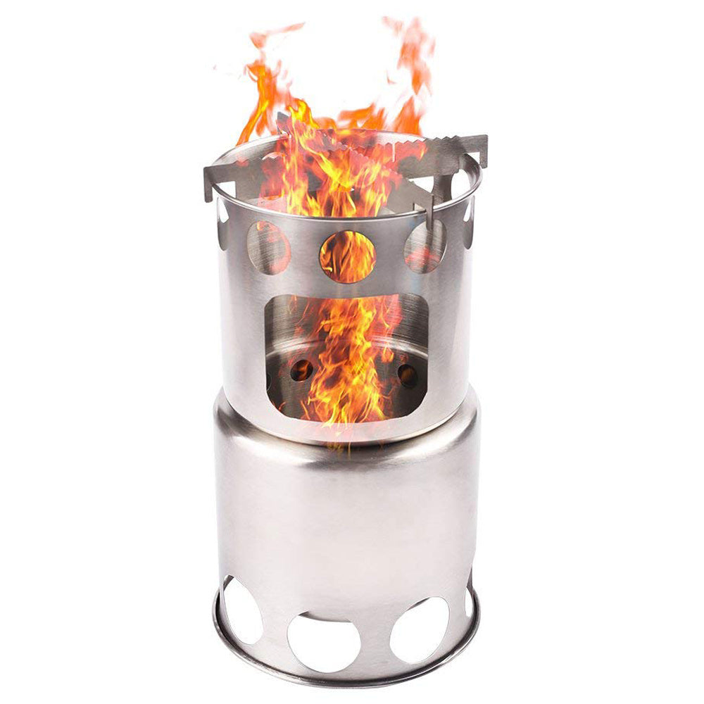 Portable Camping Stove Combo Wood Burning Stainless Steel Stove And Cooking Pot Set For Outdoor Backpacking Fishing Hiking - Premium 0 from AdventureParent - Just $24.17! Shop now at AdventureParent