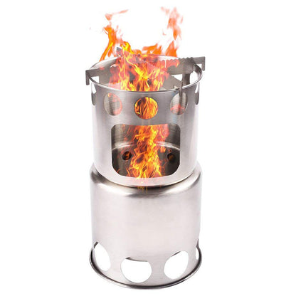 Portable Camping Stove Combo Wood Burning Stainless Steel Stove And Cooking Pot Set For Outdoor Backpacking Fishing Hiking - Premium 0 from AdventureParent - Just $24.17! Shop now at AdventureParent