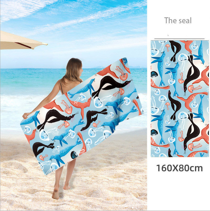 Double Sided Fleece Printed Beach Towel Microfiber Beach Towel