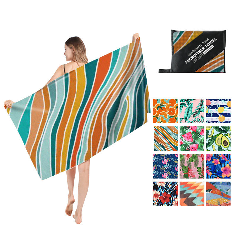 Double Sided Fleece Printed Beach Towel Microfiber Beach Towel